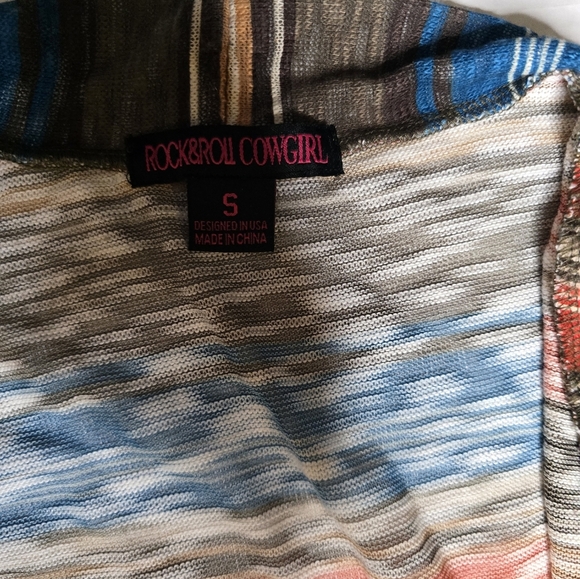 Rock & Roll Cowgirl Striped Multicolor Sleeveless Cardigan - Picture 2 of 3